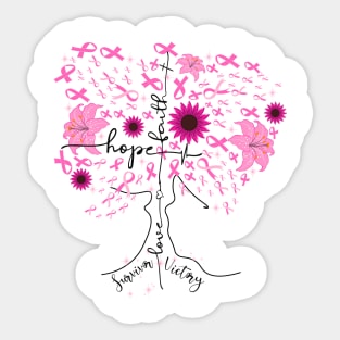 Breast Cancer Awareness Pink Ribbon Tree Sticker